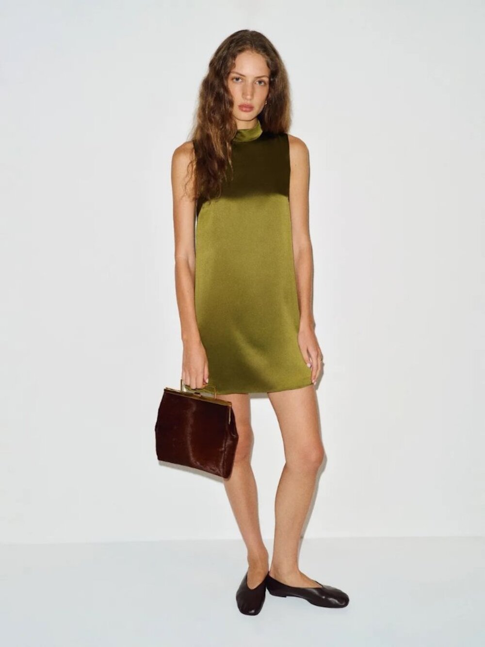 Reformation Lantana Silk Dress In Pear - Picture 2 of 6